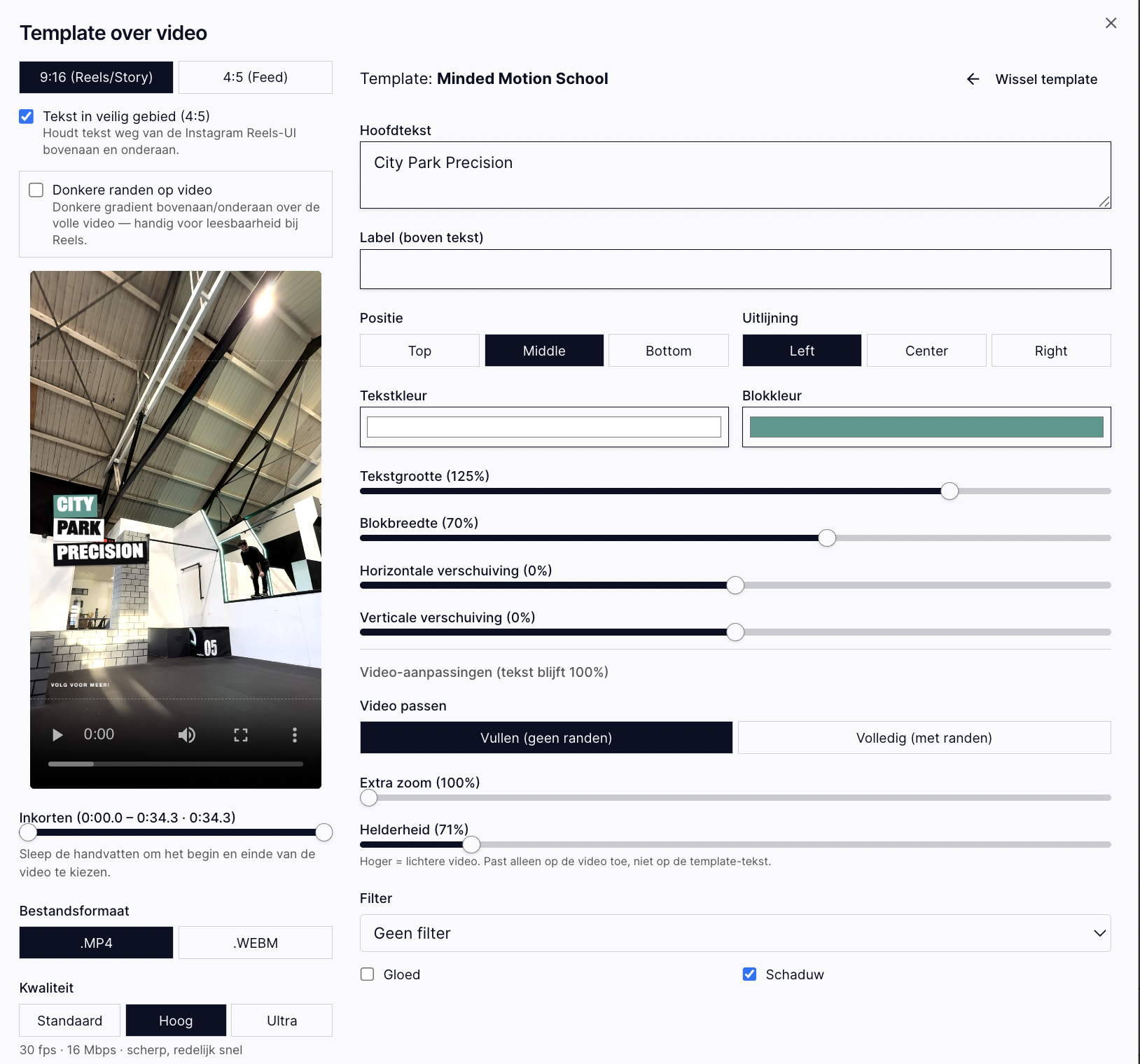 Shortform Video Editor — template over video